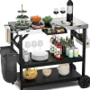 COSTWAY Grillen<Grillwagen 3 Ablagen in Schwarz