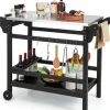 COSTWAY Grillen<Grillwagen HDPE in Schwarz