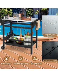 COSTWAY Grillen<Grillwagen HDPE in Schwarz