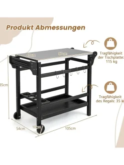 COSTWAY Grillen<Grillwagen HDPE in Schwarz