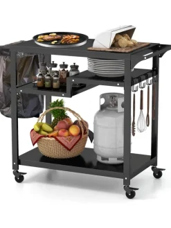 COSTWAY Grillen<Grillwagen Outdoor in Schwarz