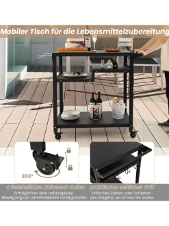 COSTWAY Grillen<Grillwagen Outdoor in Schwarz