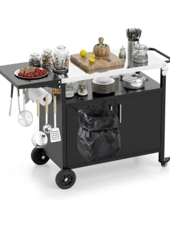 COSTWAY Grillen<Grillwagen Outdoor in Schwarz