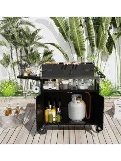 COSTWAY Grillen<Grillwagen Outdoor in Schwarz