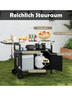 COSTWAY Grillen<Grillwagen Outdoor in Schwarz