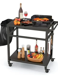 COSTWAY Grillen<Grillwagen Outdoor in Schwarz