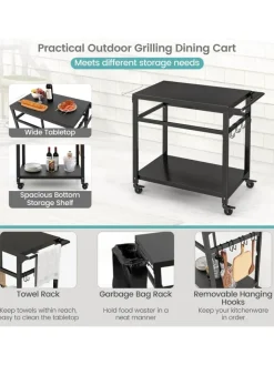 COSTWAY Grillen<Grillwagen Outdoor in Schwarz