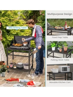 COSTWAY Grillen<Grillwagen Outdoor in Schwarz