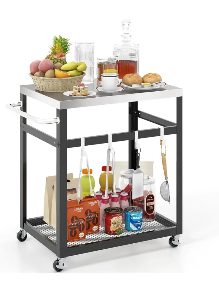 COSTWAY Grillen<Grillwagen Outdoor in Schwarz