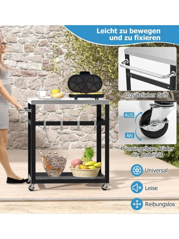 COSTWAY Grillen<Grillwagen Outdoor in Schwarz