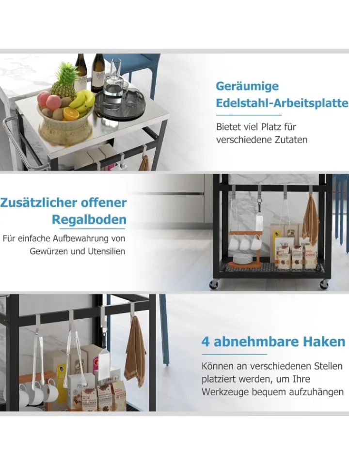 COSTWAY Grillen<Grillwagen Outdoor in Schwarz