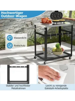 COSTWAY Grillen<Grillwagen Outdoor in Schwarz
