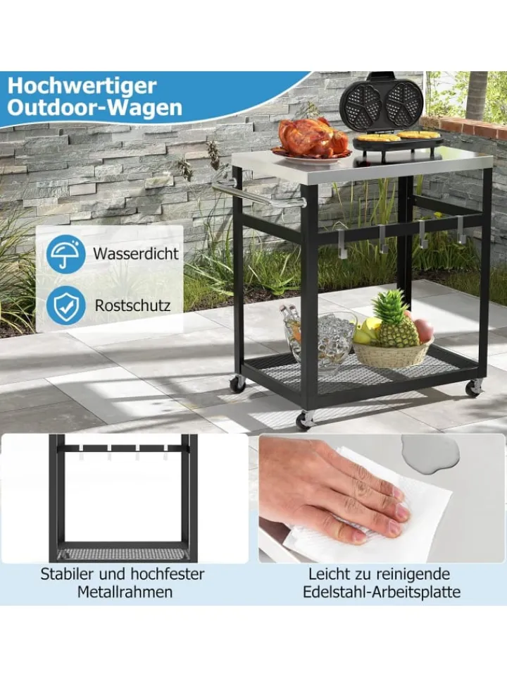 COSTWAY Grillen<Grillwagen Outdoor in Schwarz