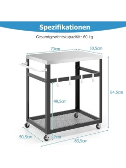 COSTWAY Grillen<Grillwagen Outdoor in Schwarz