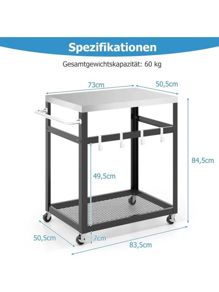 COSTWAY Grillen<Grillwagen Outdoor in Schwarz