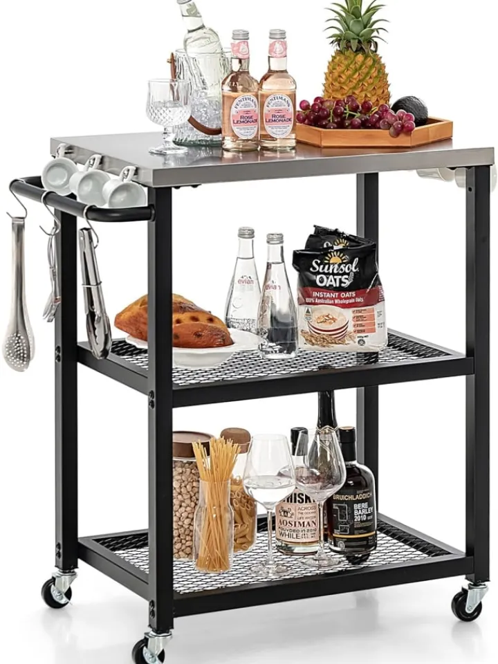 COSTWAY Grillen<Grillwagen Outdoor in Schwarz