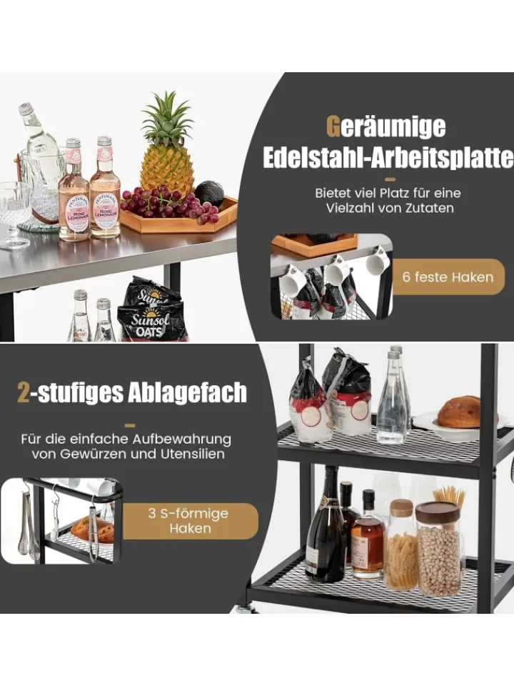 COSTWAY Grillen<Grillwagen Outdoor in Schwarz