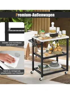 COSTWAY Grillen<Grillwagen Outdoor in Schwarz