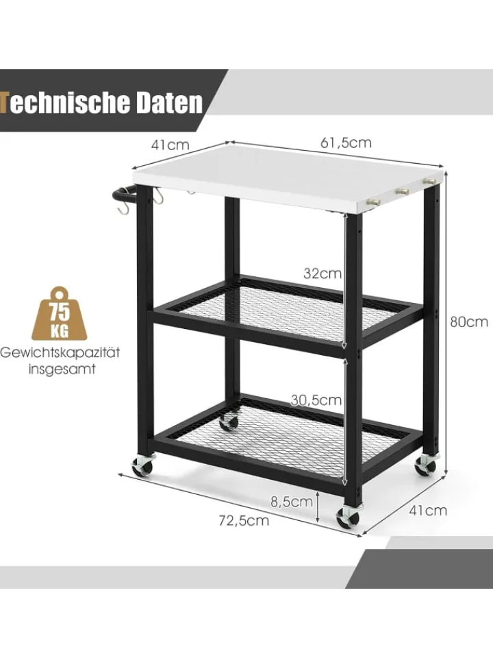 COSTWAY Grillen<Grillwagen Outdoor in Schwarz