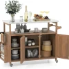 COSTWAY Grillen<Grillwagen Outdoor Servierwagen 130 x 47 x 92 cm in Braun