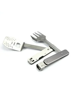 RADOLEO Grillen<Grillwerkzeug Grill-Multi-Tool GENIUS POCKET 4in1 Grillbesteck in silber