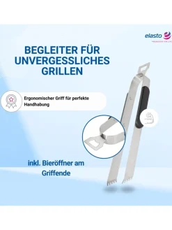 elasto Grillen<Grillzange "Opener" mit Kapselheber in grau - 35 cm