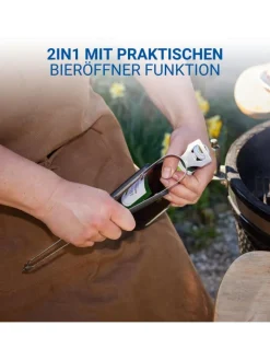 elasto Grillen<Grillzange "Opener" mit Kapselheber in grau - 35 cm