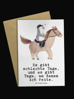Mr. & Mrs. Panda Partyzubehör & -Dekoration<Grußkarte Pferd Reiten mit Spruch in Weiß