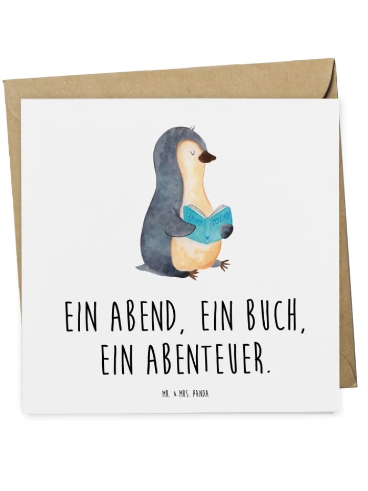 Mr. & Mrs. Panda Sonstige Gutscheine<Gutschein Bücherabend Abenteuer mit Spruch in Weiß