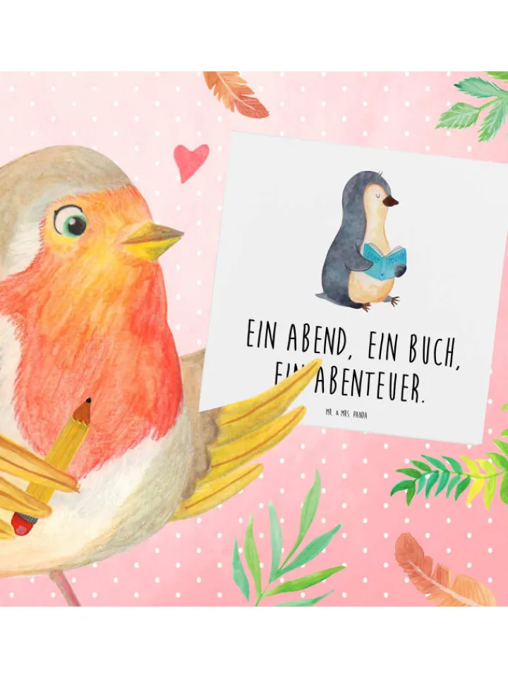 Mr. & Mrs. Panda Sonstige Gutscheine<Gutschein Bücherabend Abenteuer mit Spruch in Weiß