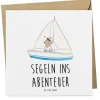 Mr. & Mrs. Panda Sonstige Gutscheine<Gutschein Bootstour Abenteuer mit Spruch in Weiß
