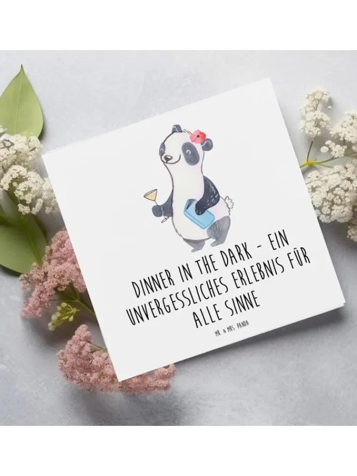 Mr. & Mrs. Panda Sonstige Gutscheine<Gutschein Dinner in the Dark Erlebnis mit Spruch in Weiß