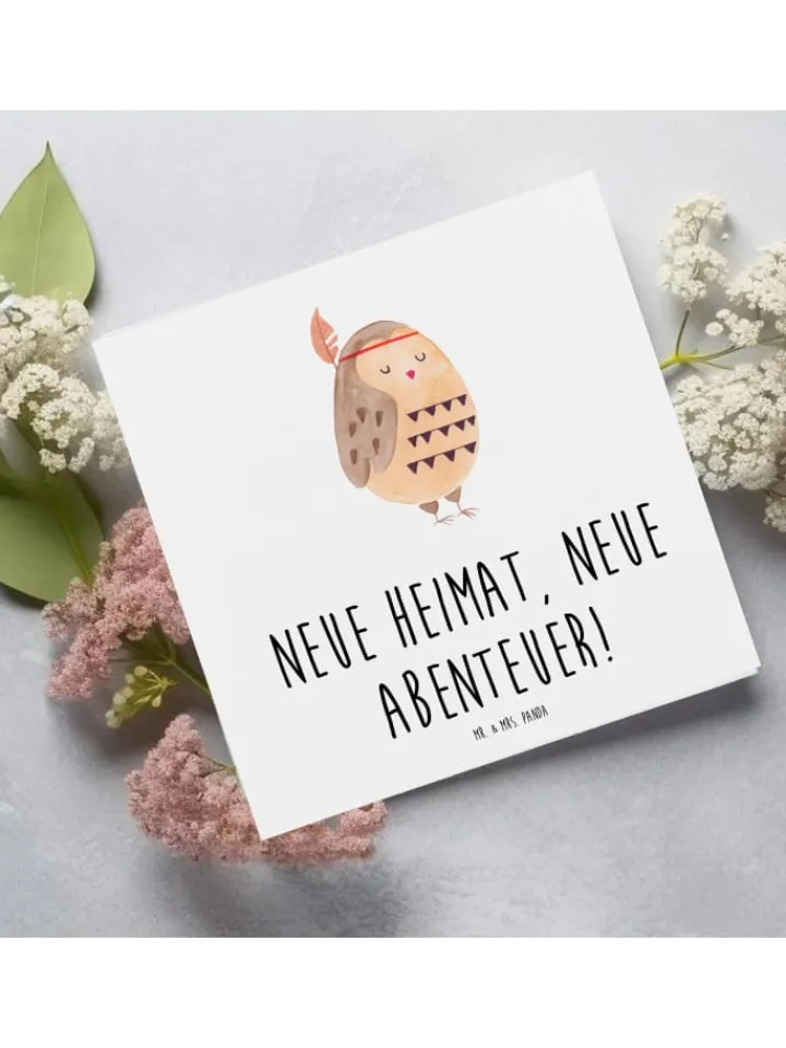 Mr. & Mrs. Panda Sonstige Gutscheine<Gutschein Einweihungsfeier Abenteuer mit Spruch in Weiß