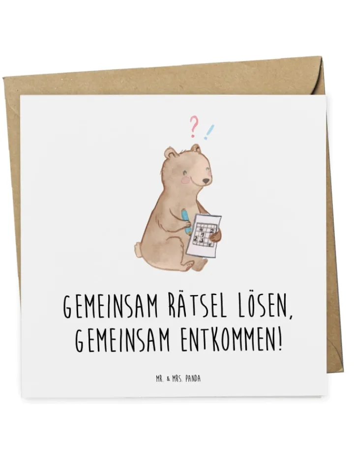 Mr. & Mrs. Panda Sonstige Gutscheine<Gutschein Escape Room Abenteuer mit Spruch in Weiß