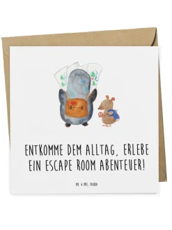 Mr. & Mrs. Panda Sonstige Gutscheine<Gutschein Escape Room Abenteuer mit Spruch in Weiß