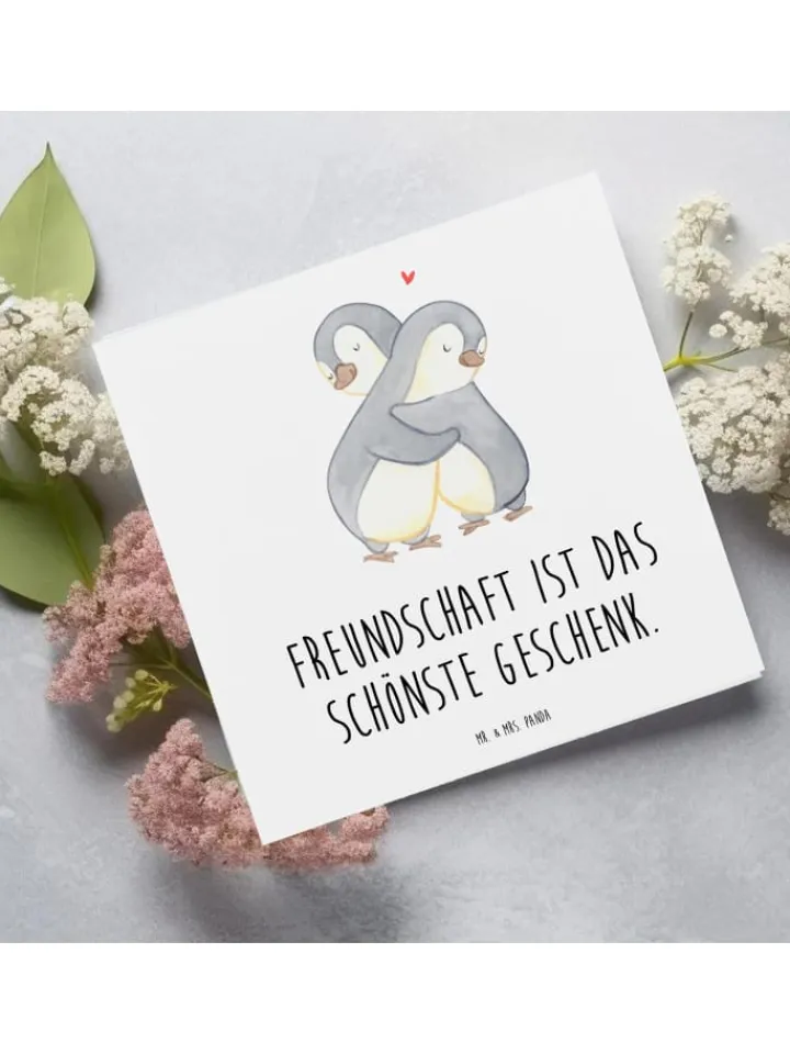 Mr. & Mrs. Panda Sonstige Gutscheine<Gutschein Freundschaftstag Geschenk mit Spruch in Weiß