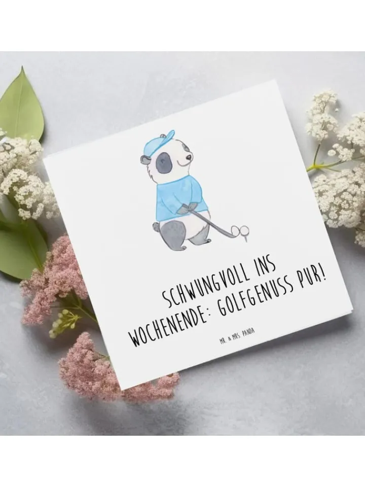 Mr. & Mrs. Panda Sonstige Gutscheine<Gutschein Golfwochenende Schwungvoll mit Spruch in Weiß