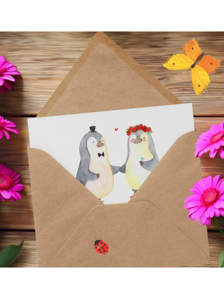 Mr. & Mrs. Panda Sonstige Gutscheine<Gutschein Hochzeit Abenteuer mit Spruch in Weiß