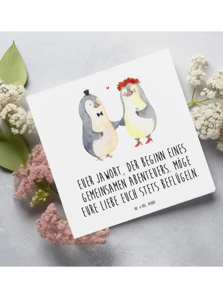 Mr. & Mrs. Panda Sonstige Gutscheine<Gutschein Hochzeit Abenteuer mit Spruch in Weiß