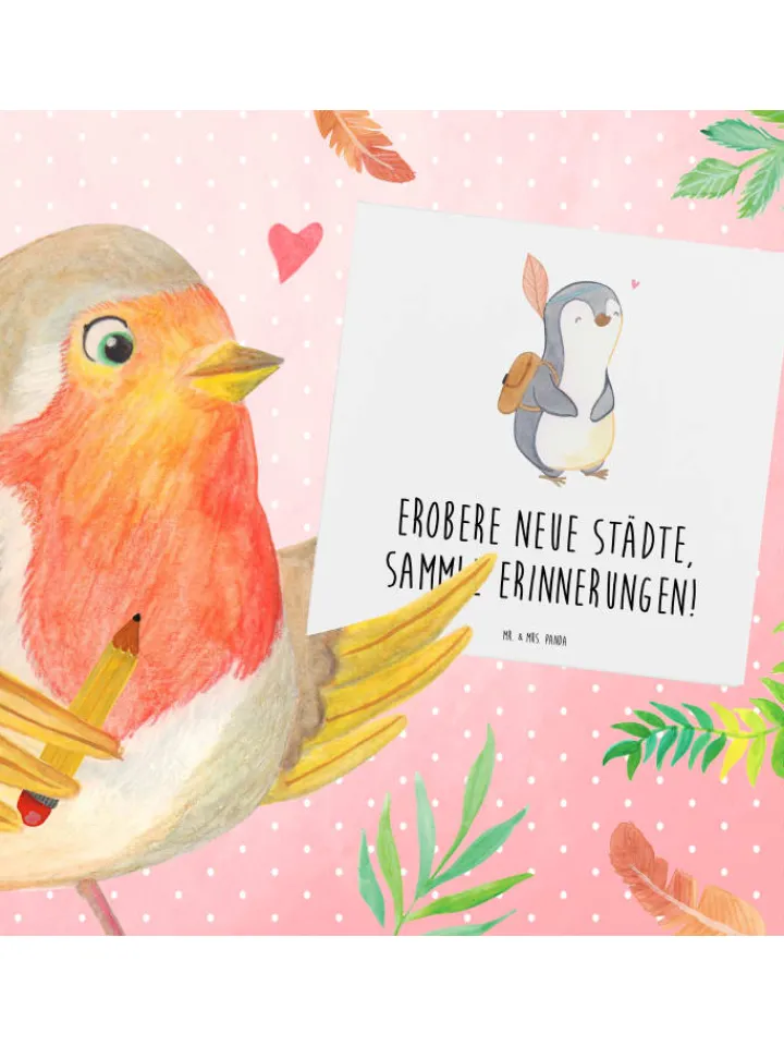 Mr. & Mrs. Panda Sonstige Gutscheine<Gutschein Karte Städtereise Abenteuer mit Spruch in Weiß