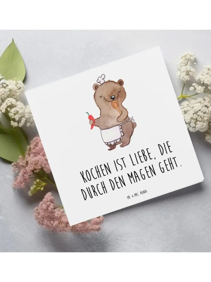 Mr. & Mrs. Panda Sonstige Gutscheine<Gutschein Kochabend für zwei Liebe mit Spruch in Weiß