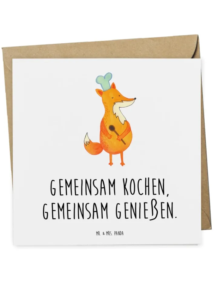 Mr. & Mrs. Panda Sonstige Gutscheine<Gutschein Kochabend für zwei Genuss mit Spruch in Weiß