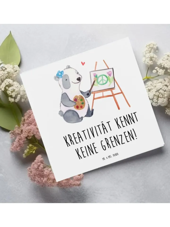 Mr. & Mrs. Panda Sonstige Gutscheine<Gutschein Kunstworkshop Kreativität mit Spruch in Weiß