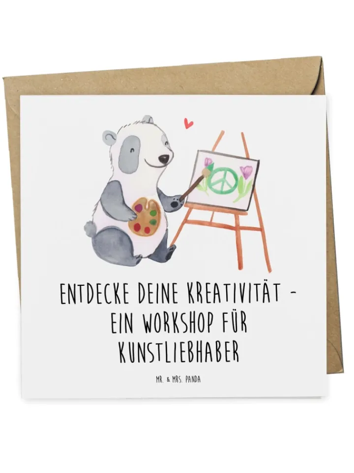 Mr. & Mrs. Panda Sonstige Gutscheine<Gutschein Kunstworkshop Kreativität mit Spruch in Weiß