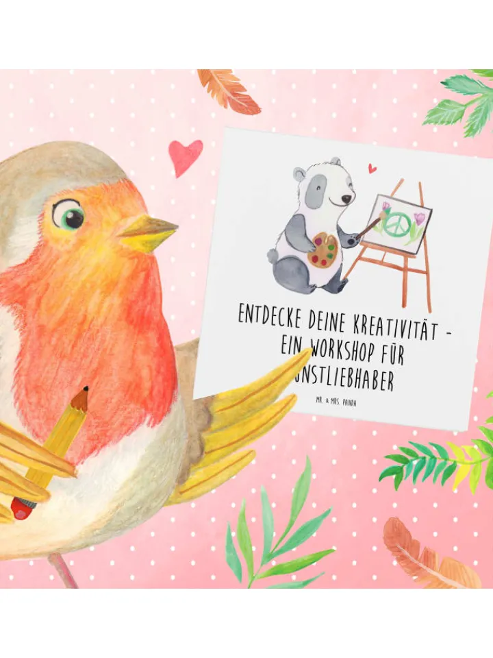 Mr. & Mrs. Panda Sonstige Gutscheine<Gutschein Kunstworkshop Kreativität mit Spruch in Weiß