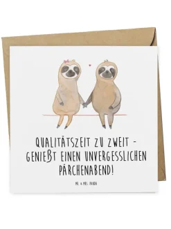 Mr. & Mrs. Panda Sonstige Gutscheine<Gutschein Pärchenabend Freude mit Spruch in Weiß