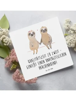 Mr. & Mrs. Panda Sonstige Gutscheine<Gutschein Pärchenabend Freude mit Spruch in Weiß