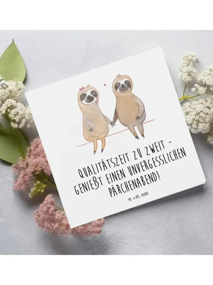 Mr. & Mrs. Panda Sonstige Gutscheine<Gutschein Pärchenabend Freude mit Spruch in Weiß