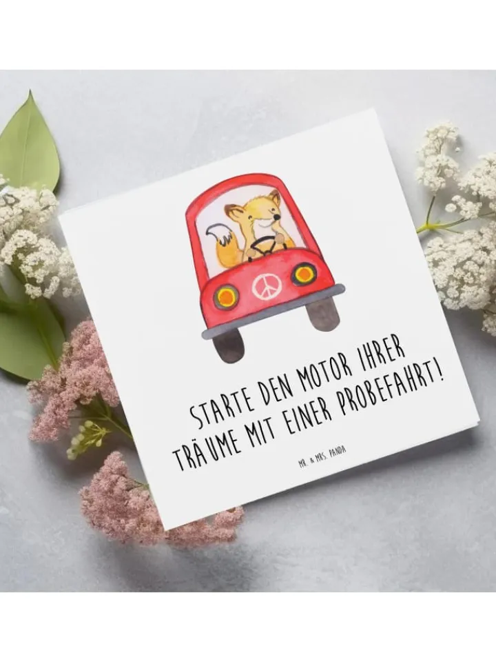 Mr. & Mrs. Panda Sonstige Gutscheine<Gutschein Probefahrt im Traumauto mit Spruch in Weiß