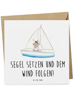 Mr. & Mrs. Panda Sonstige Gutscheine<Gutschein Segelbootstour Abenteuer mit Spruch in Weiß